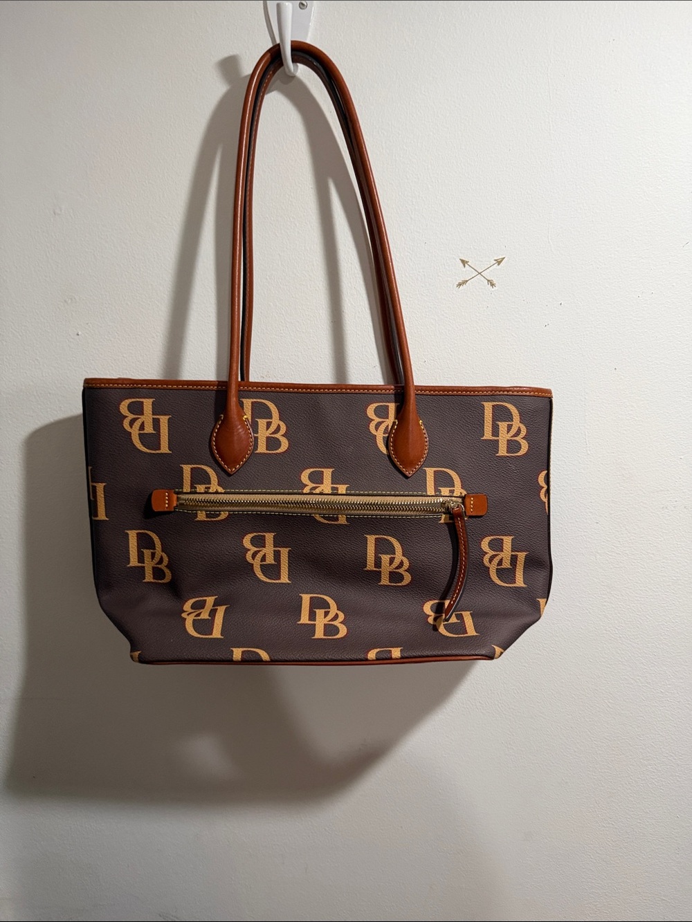 Dooney & Bourke Brown Tote with Tan Trim